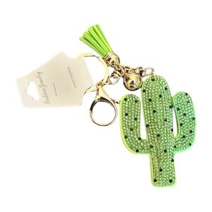 Green Cactus Keychain with Tassel